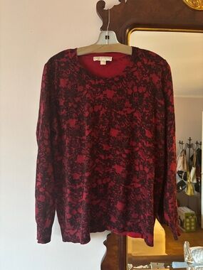 Michael Kors Red and Black Long Sleeve Top/sweater